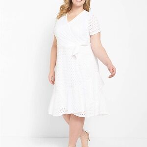 White Eyelet Wrap Dress